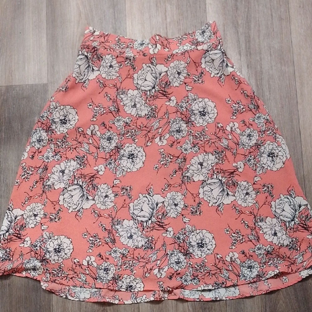 NWOT JODY California Chic Floral A-Line Skirt in Coral